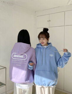 英文ポイントフードパーカー ライトパープル