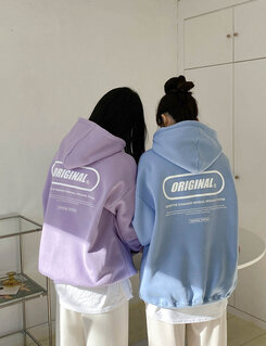 英文ポイントフードパーカー ライトパープル