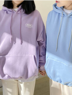 英文ポイントフードパーカー ライトパープル