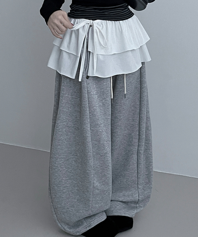 국내제작면프릴2단캉캉레이어드랩스커트 아이보리