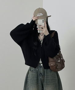 봄신상시아벌룬하찌투웨이크롭니트후드집업 블랙