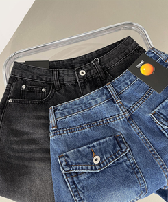 ショートパンツ 5分丈バックポケットデニムショートパンツ