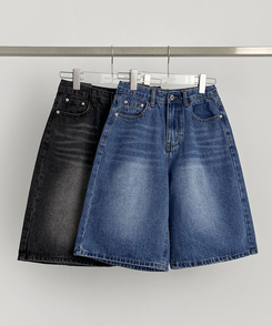 ショートパンツ 5分丈バックポケットデニムショートパンツ