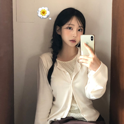 レイヤードドットカーディガン CREAM