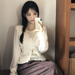 レイヤードドットカーディガン CREAM