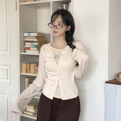 レイヤードドットカーディガン CREAM