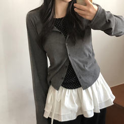 レイヤードドットカーディガン CHARCOAL