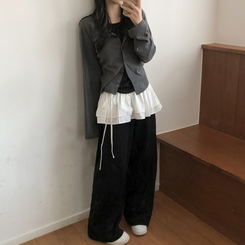 レイヤードドットカーディガン CHARCOAL