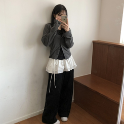 レイヤードドットカーディガン CHARCOAL