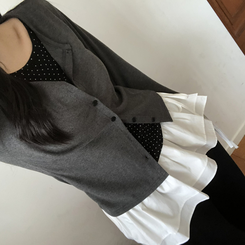 レイヤードドットカーディガン CHARCOAL