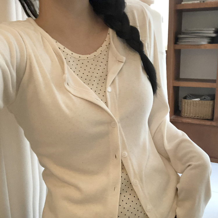 レイヤードドットカーディガン CREAM