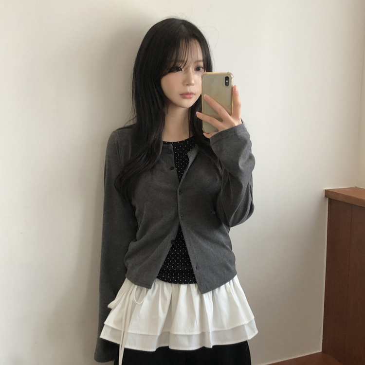 レイヤードドットカーディガン CHARCOAL