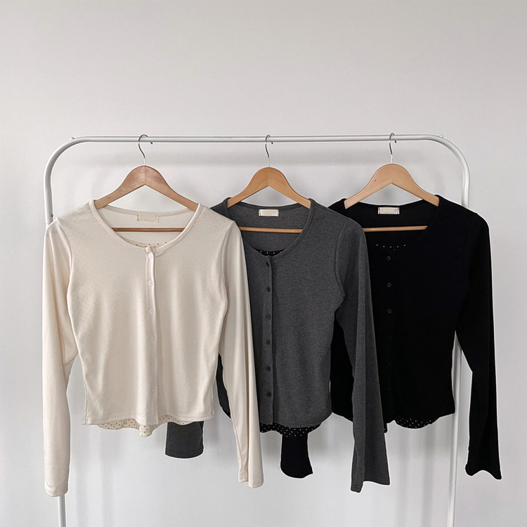 レイヤードドットカーディガン