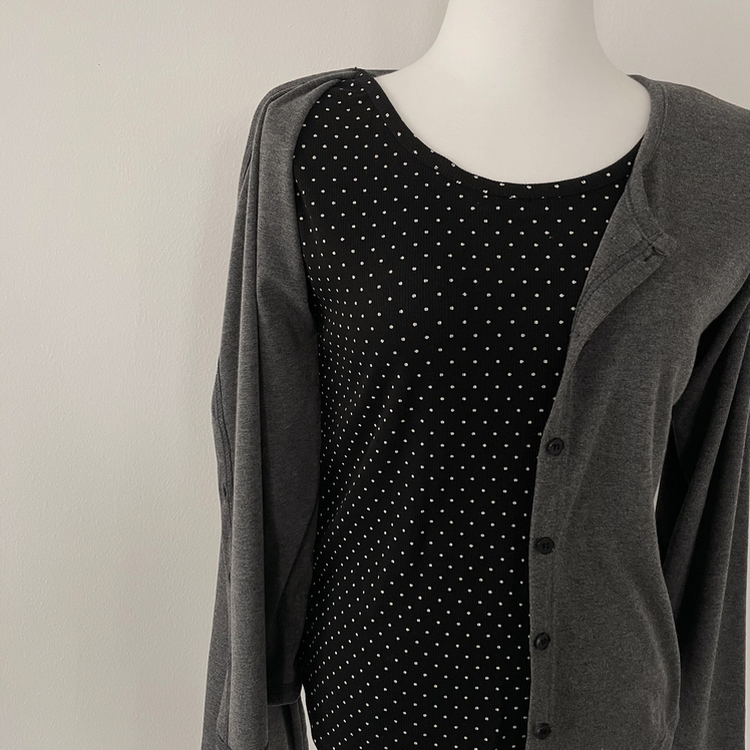 レイヤードドットカーディガン