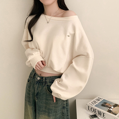 ペンダントオフショルダークロップトレーナー(5color) CREAM