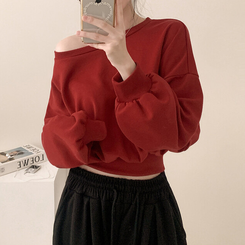 ペンダントオフショルダークロップトレーナー(5color) PLUM