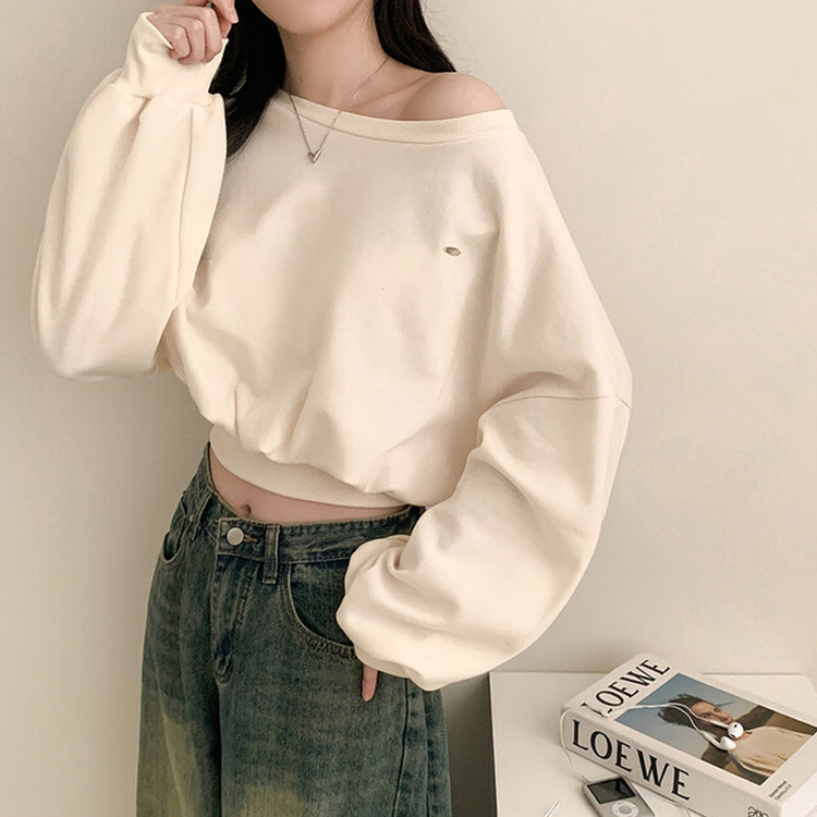 ペンダントオフショルダークロップトレーナー(5color) CREAM