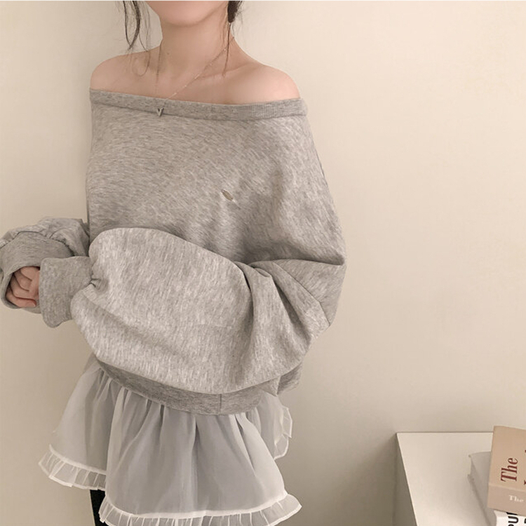 ペンダントオフショルダークロップトレーナー(5color) MELANGE