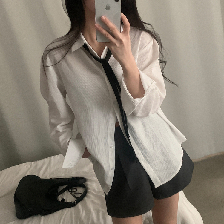 클라우드 모던 스트라이프 루즈핏 카라 셔츠남방 4color 아이보리