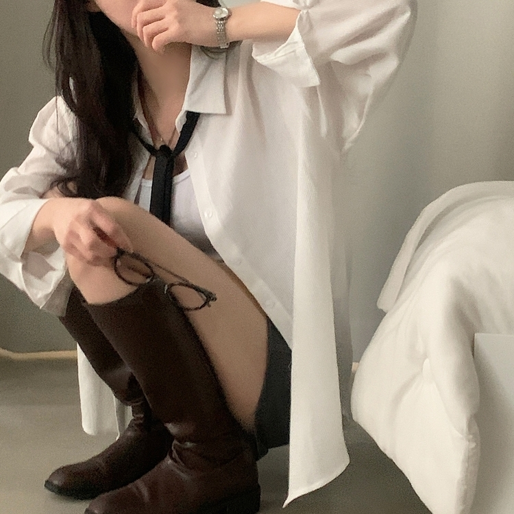 클라우드 모던 스트라이프 루즈핏 카라 셔츠남방 4color 아이보리