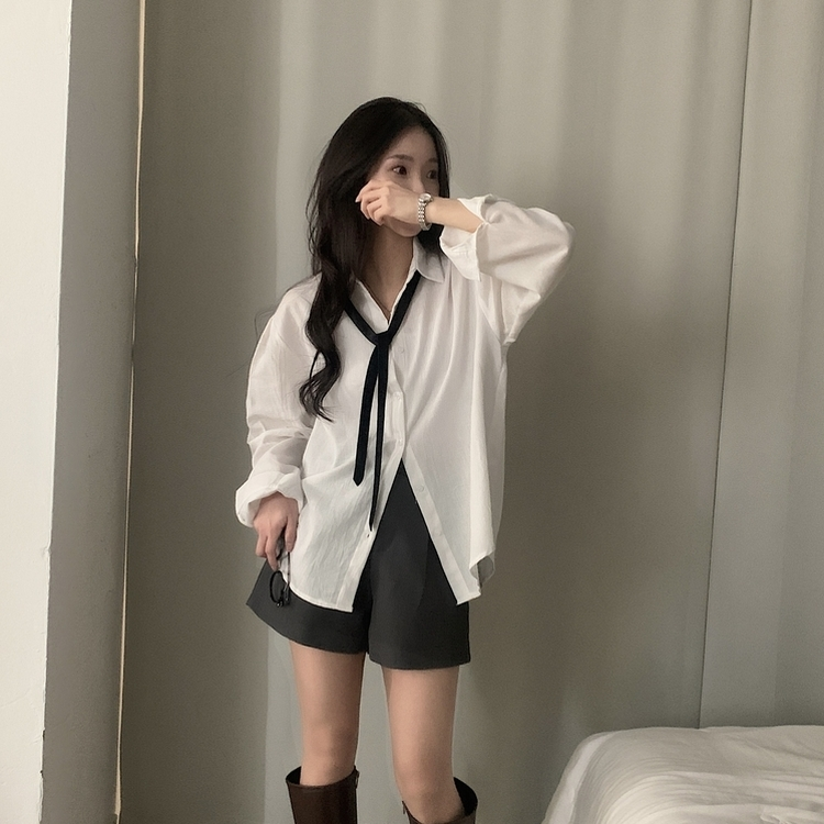 클라우드 모던 스트라이프 루즈핏 카라 셔츠남방 4color 아이보리