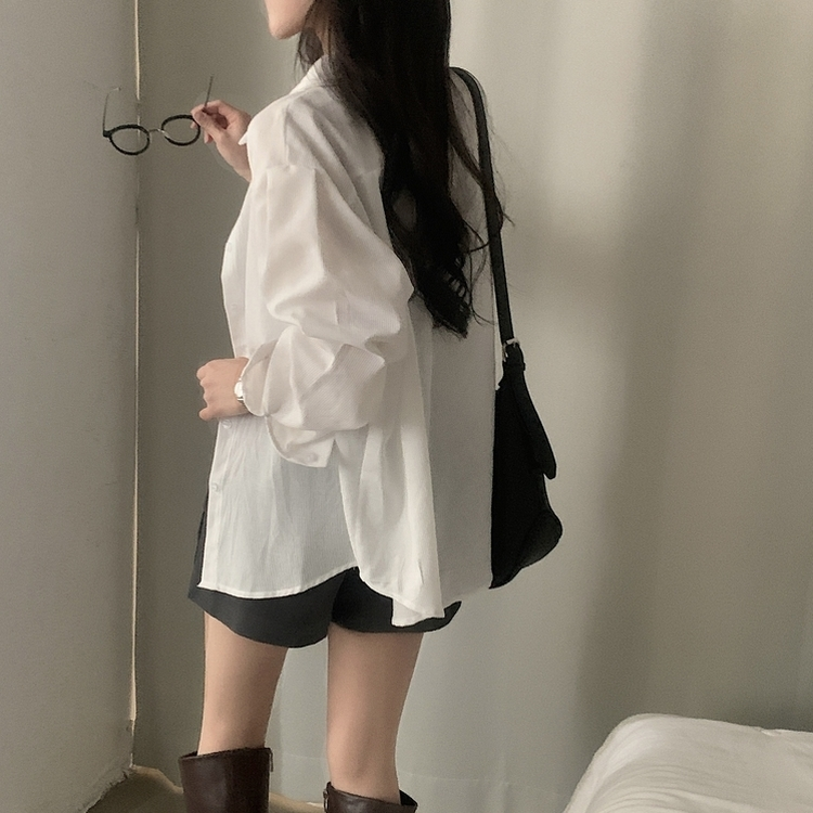 클라우드 모던 스트라이프 루즈핏 카라 셔츠남방 4color 아이보리