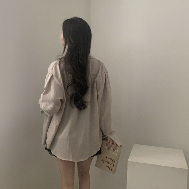 클라우드 모던 스트라이프 루즈핏 카라 셔츠남방 4color 베이지