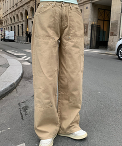 ワイド 【丈別】スチールリベットパンツ BEIGE