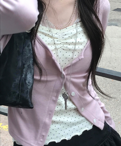 ドットシャーリングスリーブレス(11color) CREAM-DOT