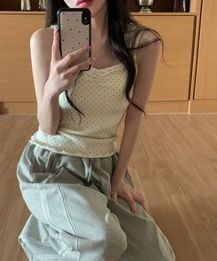 ドットシャーリングスリーブレス(11color) CREAM-DOT