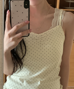 ドットシャーリングスリーブレス(11color) CREAM-DOT