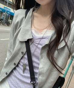 ドットシャーリングスリーブレス(11color) LAVENDER-DOT