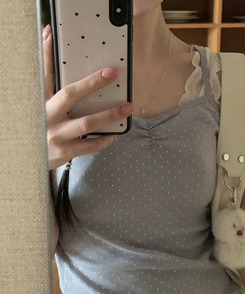 ドットシャーリングスリーブレス(11color) LAVENDER-DOT