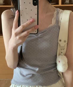 ドットシャーリングスリーブレス(11color) LAVENDER-DOT