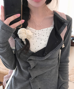 ドットシャーリングスリーブレス(11color) IVORY-MINI STAR