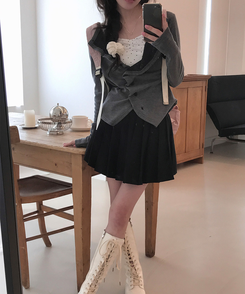 ドットシャーリングスリーブレス(11color) IVORY-MINI STAR