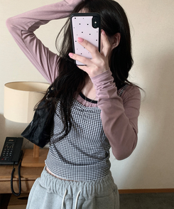 ドットシャーリングスリーブレス(11color) BLACK-CHECK