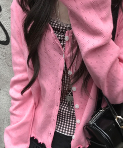 ドットシャーリングスリーブレス(11color) PINK-CHECK