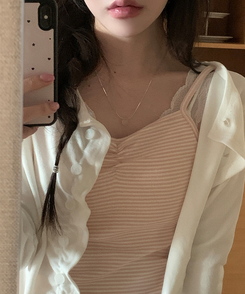 ドットシャーリングスリーブレス(11color) PINK-STRIPE