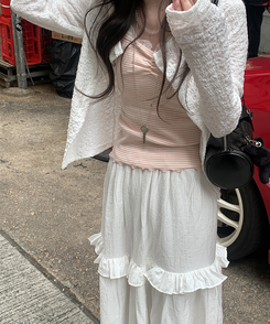 ドットシャーリングスリーブレス(11color) PINK-STRIPE