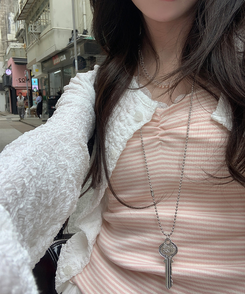 ドットシャーリングスリーブレス(11color) PINK-STRIPE