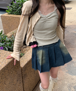 ドットシャーリングスリーブレス(11color) GRAY-STRIPE