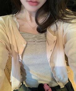 ドットシャーリングスリーブレス(11color) GRAY-STRIPE