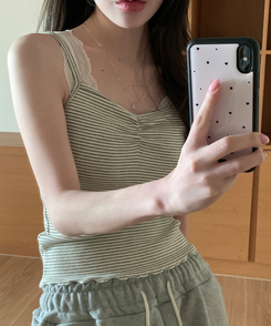 ドットシャーリングスリーブレス(11color) GRAY-STRIPE