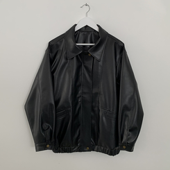 ハーフレザーブルゾンジャンパー