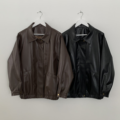 ハーフレザーブルゾンジャンパー
