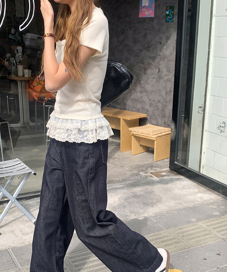 レースフリルTシャツ WHITE