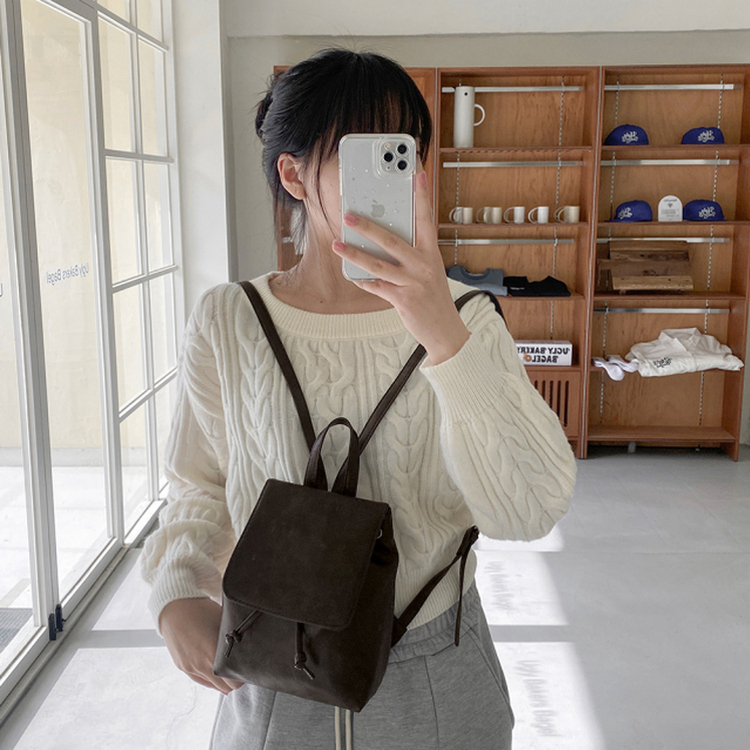 バックバッグ・スクールバッグ ビンテージレザーミニバックパック BROWN
