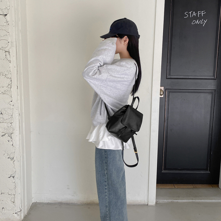 バックバッグ・スクールバッグ ビンテージレザーミニバックパック BLACK