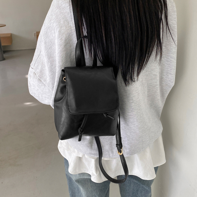 バックバッグ・スクールバッグ ビンテージレザーミニバックパック BLACK